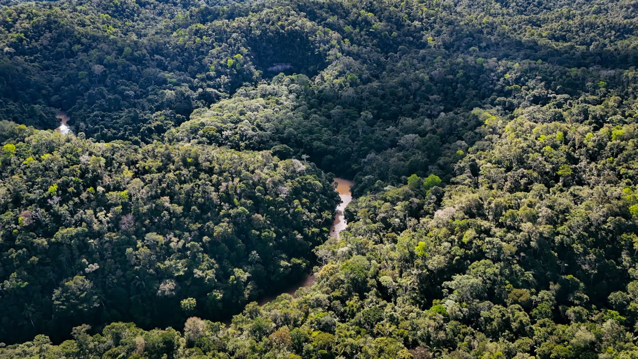 Rio serpenteando pela Serra do Divisor